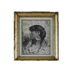 Giovane donna in costume abruzzese by Francesco Paolo Michetti, profilo di donna abruzzese con "sciacquajje" realizzato a tecnica "ink on paper" incollata on card pressato., offered Feb 2026
