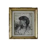 Francesco Paolo Michetti, Giovane donna in costume abruzzese, profilo di donna abruzzese con "sciacquajje" realizzato a tecnica "ink on paper" incollata on card pressato.