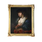Louis-Léopold Boilly, Ritratto di giovane donna con cappello - Fine XVIII secolo, dipinto oil on canvas raffigurante giovane donna con cappello