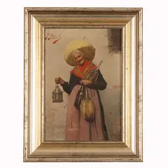 Anziana donna con cappello, lume e fiasco di vetro by Pietro Pederzoli, offered Jun 2025