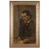 Cesare Ciani, Uomo con occhiali che legge, uomo che legge indossando gli occhiali oil on canvas