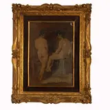 Alessandro Milesi, L'Atelier del pittore, oil on card pressato