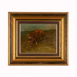Tito Pellicciotti, Cane da caccia con lepre, oil on panel
