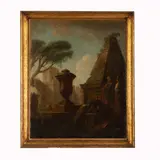 Giovanni Paolo Panini, Capriccio architettonico della Piramide Cestia con cratere classico