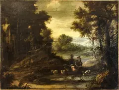 Jan Both, Paesaggio Bucolico, dipinto oil on canvas raffigurante paesaggio bucolico con rovine and armenti ATTRIBUITO A JAN BOTH con dicitura