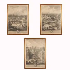 Giuseppe Vasi, Lotto di tre acqueforti, etching on paper vergata