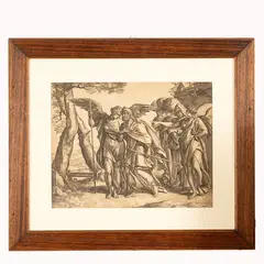 Hendrik Goltzius, Lot e le sue figlie lasciano Sodoma, Da un dipinto di Antoniius Blociande In basso A.