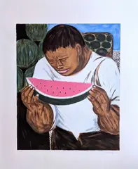 Giuseppe Migneco, Mangiatore di anguria, Esemplare XX/XXX Firmato in basso