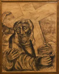 Tommaso Cascella, Gesù sale al Calvario, charcoal on paper