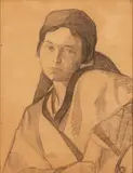 Disegno rappresentantecontadina con fazzoletto in testa by Italo De Sanctis, disegno, offered Sep 2024