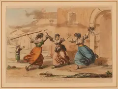 Lite di femmine in Roma by Bartolomeo Pinelli, Acquerellatura coeva In basso Pinelli fece, offered Sep 2024