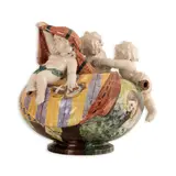 Francesco Paolo Michetti, Straordinario vaso da centro con putti e fiori a rilievo interamente dipinto