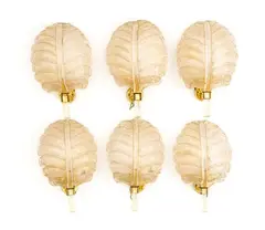 Six wall sconces in Murano glass by Ercole Barovier, Produced by Barovier & Toso, offered May 2024