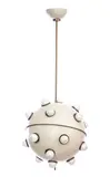 Oscar Torlasco, Pendant lamp mod. 551 in enamelled metal, brass elements.