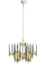 Gaetano Sciolari, Hurricane 9 light chandelier by Gaetano Sciolari. Structure in chrome and brushed brass, Produced in