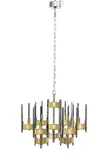 Gaetano Sciolari, Hurricane 9 light chandelier by Gaetano Sciolari. Structure in chrome and brushed brass