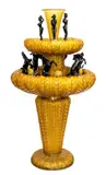 Pino Signoretto, Large luminous fountain in yellow and black glass.
