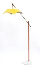 Angelo Lelli, Floor lamp in lacquered metal, marble and brass, Produced by Arredo Luce