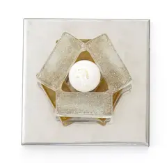 Wall lamp or Murano glass table lamp hand blown in amber tones on steel structure by Albano Poli, Produced by Poliarte, offered May 2024