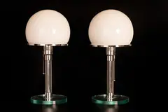 Wilhelm Wagenfeld, Pair of table lamps Bauhaus, Produced by Tecnolumen