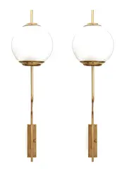 Pallone Lp1 wall sconces with chromed brass structure and opal glass diffusers by Luigi Caccia Dominioni, Produced by Azucena, offered May 2024