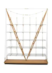Veliero bookcase for Cassina made with uprights, stainless steel tie rods and brass ferrules. by Franco Albini, Produzione Cassina, offered May 2024