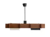 Angelo Brotto, Chandelier with six lights with teak structure, plexiglass and metal diffusers