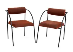 Rodney Kinsman, Set of two Wien chairs with round metal structure and curved armrests, Produced by Bieffeplast