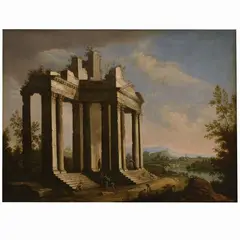 Capriccio architettonico by Gaetano Vetturali, Esemplare speculare, offered Aug 2023