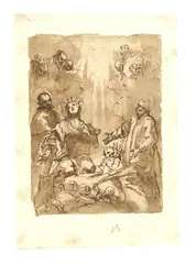 Simone Cantarini, Apparizione, in folder al verso: tracce antiche di colla lungo tutto il perimetro