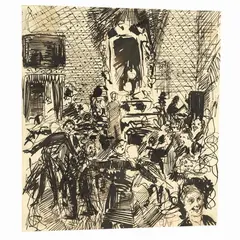 Nel Salone by Tranquillo Cremona, ink on paper, offered Jul 2023