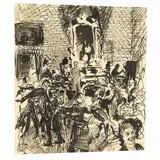 Tranquillo Cremona, Nel Salone, ink on paper
