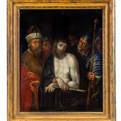 Jacopo Ligozzi, "Ecce Homo", olio su tavola, pittore fiammingo del XVII secolo, tavola in rovere parquettata