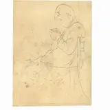 Donna che cuce by Giovanni Sottocornola, pencil on card, offered Jul 2023