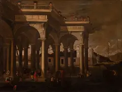 Agostino Tassi, Capriccio architettonico, pubblicato come opera di Giner Vicente on: G. Sestrieri