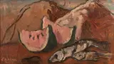 Felice Carena, Natura morta con cocomero e pesci