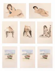 Lotto di 8 serigrafie: 5 nudi e 3 marine by Aldo Riso, offered Oct 2022