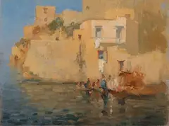 Marina di Napoli con figure by Eduardo Dalbono, offered Sep 2022