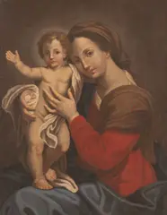 Tommaso Conca, Madonna con bambino, Cornice coeva in lacca e oro