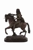 François Girardon, Scultura in bronzo raffigurante Luigi XIV a cavallo, Base in marmo nero Firmata alla base "Francois Girardon"