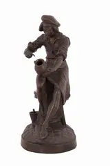 Scultura in bronzo raffigurante maestro vasaio by Edouard Drouot, Base in marmo nero Firmato alla base "Drouot", offered Jul 2022