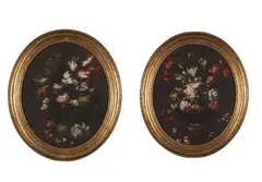 Coppia di dipinti natura con morta con fiori by Margherita Caffi, oil on canvas, offered Jul 2022
