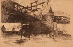 Vista di Londra sotto un ponte di ferrovia by Giuseppe De Nittis, 1884, Incisione originale, offered Jun 2022