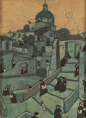 Scorcio di paese con basilica by Nino Caffè, 1956, offered Jun 2022