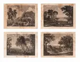 Pietro Parboni, Lotto di 4 incisioni da disegno di Claude Lorrain, 1) “la Cuccagna” engraving originale all'etching da un soggetto di Claude de Lorrain (Chamagne