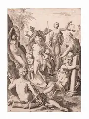 Jacob Matham, Le sette virtù, 1588, Soggetto mitologico e allegorie