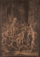 Gottfried Eichler the Younger, Incisione settecentesca Cristo fra i Dottori, Incisione settecentesca a mezza tinta detta anche "maniera nera" raffigurante Cristo tra i dottori del Tempio.