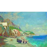 Augusto Lovatti, Spiaggia di Capri / Firmato e datato 1889 in basso a sinistra, oil on canvas