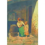 Niccolò Cannicci, Cortile con giovane madre e figlia