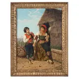 Filippo Indoni, Il corteggiamento / Firmato F Indoni in basso a destra